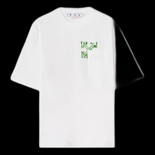 Off-White SS22 Diagonal Arrow Spray Painting Short Sleeve Loose Fit White T-Shirt
