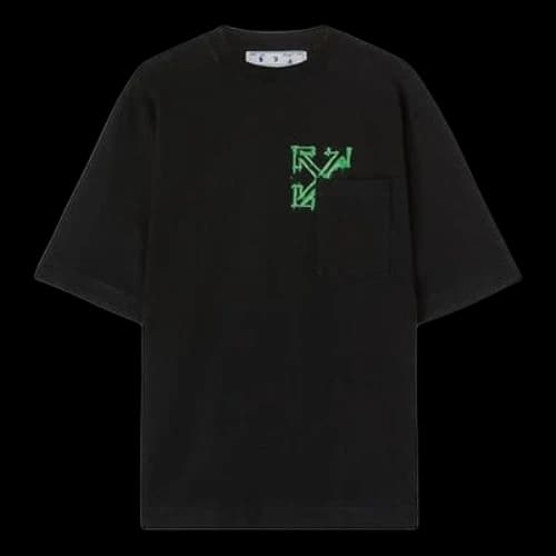 Off-White SS22 Arrow Spray Painting Short Sleeve Loose Fit Black T-Shirt