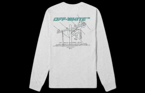 Off-White FW20 Hand Painted Logo Printing Pullover Men Grey