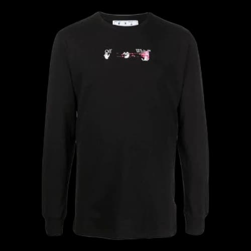 Off-White SS22 Arrow Pattern Printing Long Sleeves Black T-Shirt