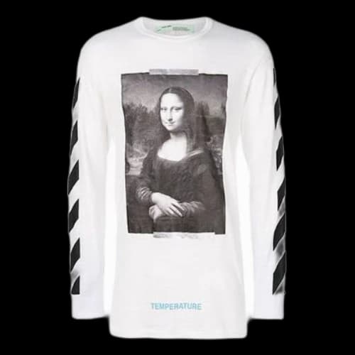 Off-White Printing Mona Lisa Long Sleeves Loose Fit Unisex White T-Shirt