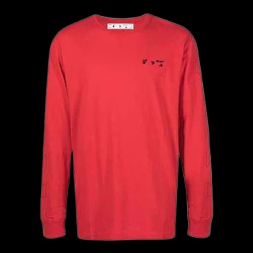 Off-White FW21 Logo Print Crewneck PulloverLong Sleeve Men's Red