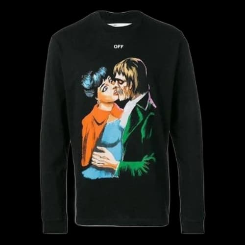 Off-White Kiss Printing Round Neck Black Slim Fit