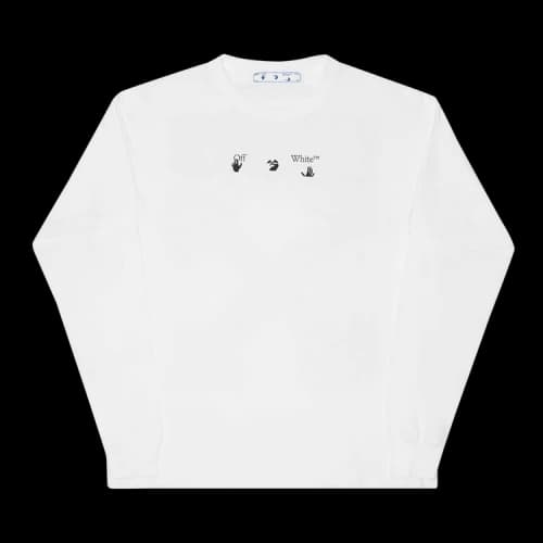 Off-White SS21 Logo Rear Pattern Printing Round Neck Long Sleeves Ordinary Version White
