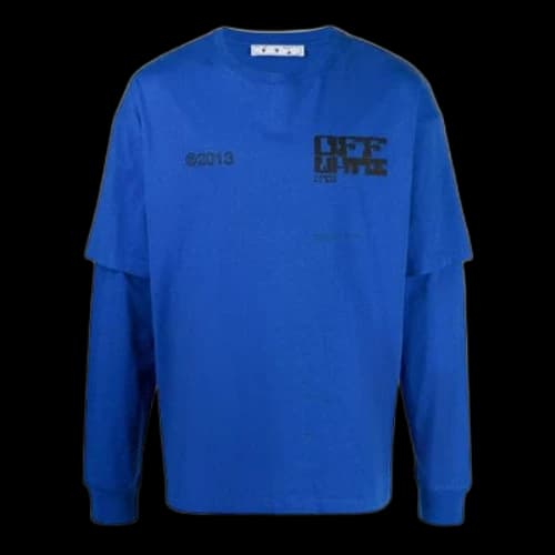 Off-White SS21 Logo Printing Long Sleeves Ordinary Version Blue