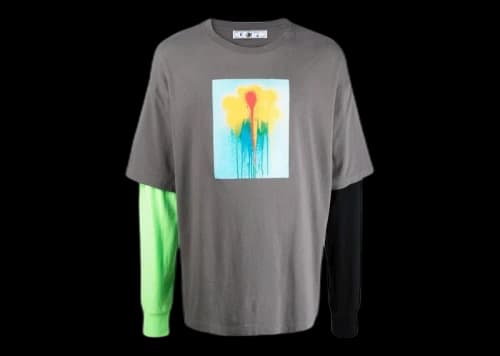 OFF-WHITE Graphic Print Layered Longsleeve Shirt Grey/Multi
