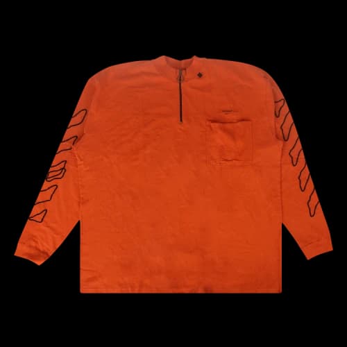 Off-White Abstract Logo Printing Half Zipper Round Neck Loose Fit Orange