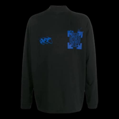 Off-White SS22 Logo Arrow Printing Half Turtleneck Long Sleeves Black T-Shirt