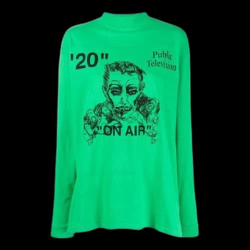 Off-White Logo Portrait Embroidered Long Sleeves Unisex Green