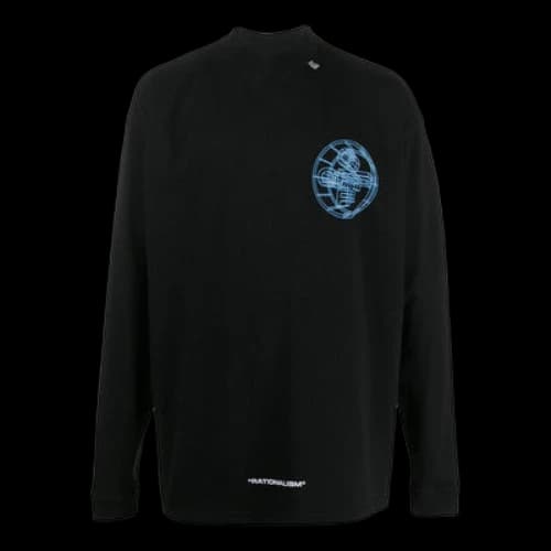 Off-White Alphabet 3D Pattern Printing Long Sleeves Black T-Shirt