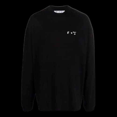 Off-White FW21 Chest Logo Printing Round Neck Pullover Loose Fit Black