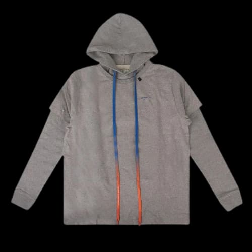 Off-White Oversized Logo Double Sleeve Hooded Sweatshirt 'Grey'