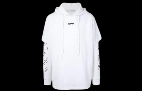 Off-White SS20 Airport Tape Printing Hooded Sweater Men White