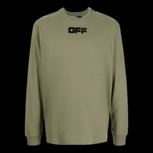 Off-White FW21 Logo Printing Long Sleeves Loose Fit Green