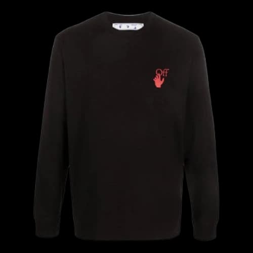 Off-White SS22 Logo Arrow Printing Round Neck Pullover Long Sleeves Version Black