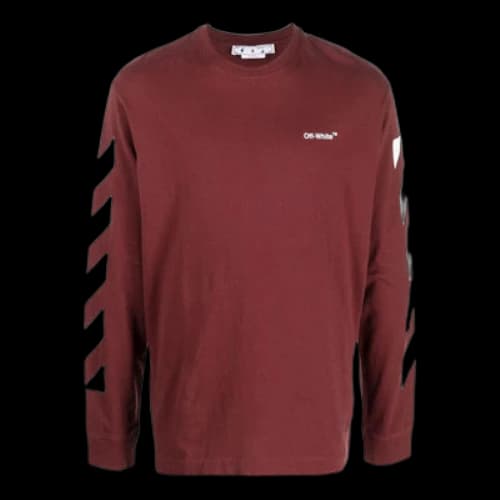 Off-White FW22 Stripe Printing Round Neck Pullover Red