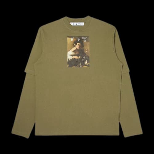 Off-White Caravaggio Boy Double Sleeve Tee 'Green'