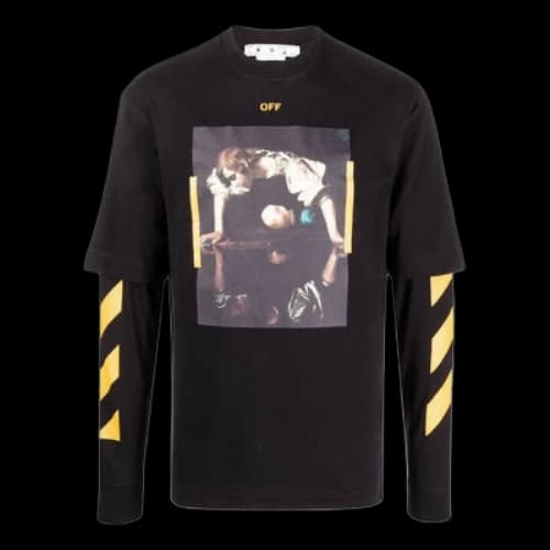 Off-White SS22 Printing Round Neck Long Sleeves Version Black T-Shirt