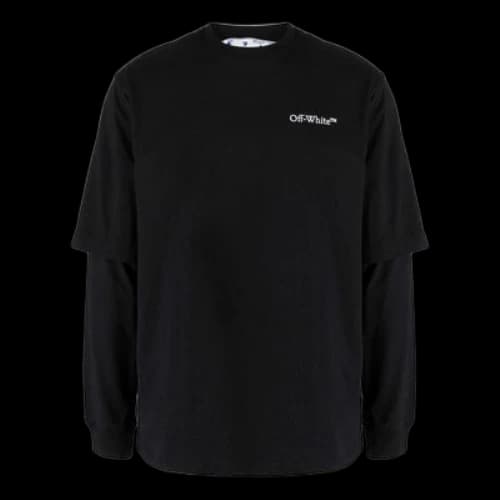 Off-White SS22 Printing Logo Solid Color Round Neck Long Sleeves Black