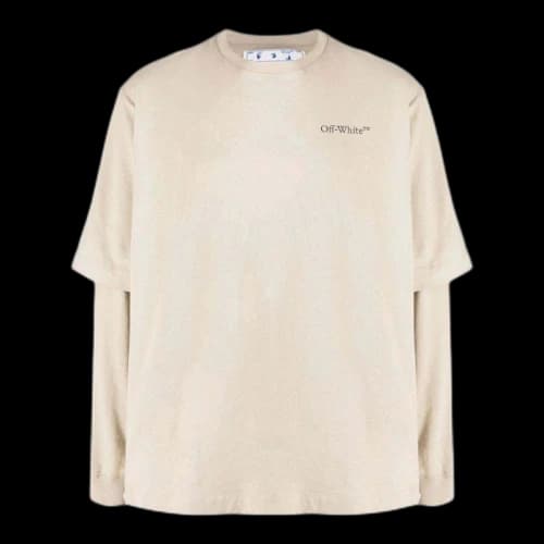 OFF-WHITE Caravag Arrow Logo Double Sleeve Longsleeve Beige