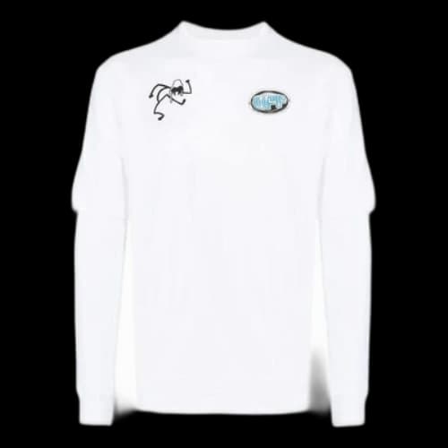 Off-White SS22 Minimalistic Graffiti Printing Long Sleeves Version White T-Shirt