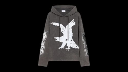 OFF-WHITE Eagle 90's Hooded Long Sleeve T-shirt Vintage Black/White