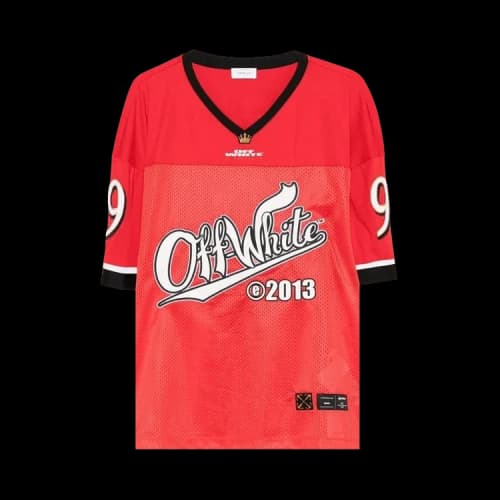 Off-White Type Logo Mesh Football Short-Sleeve T-Shirt 'Red/White'