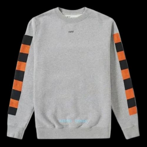 Off-White Back Printing Plaid Round Neck Pullover Version Gray