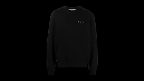 OFF-WHITE Ow Logo Slim Fit Crewneck Sweatshirt Black