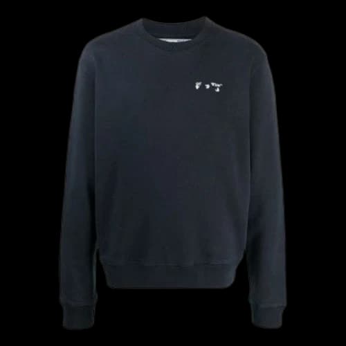 Off-White logo Round Neck Pullover Long Sleeves Navy Blue
