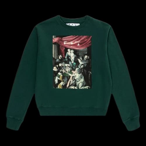 Off-White Caravaggio Painting Slim Crewneck 'Dark Green'