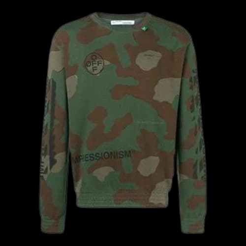 Off-White SS19 Camouflage Diag Stencil Crewneck Sweater