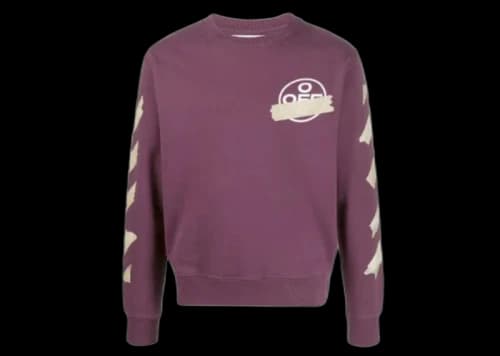 OFF-WHITE Diagonal Tape Arrows Crew Sweatshirt Purple