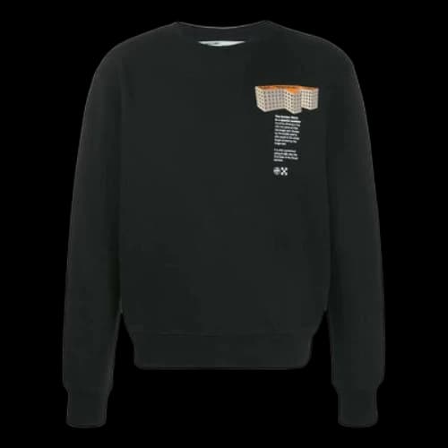 Off-White SS22 Round Neck Pattern Alphabet Printing Pullover Long Sleeves Version Black