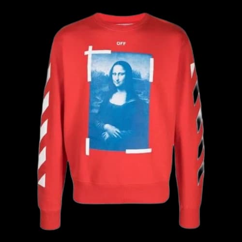 OFF-WHITE Blue Monalisa Slim Crewneck Red