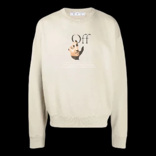 Off-White Logo Printing Round Neck Pullover Long Sleeves Version Creamy White