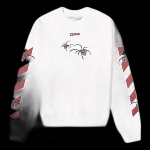 Off-White Logo Spider Printing Round Neck Long Sleeves White
