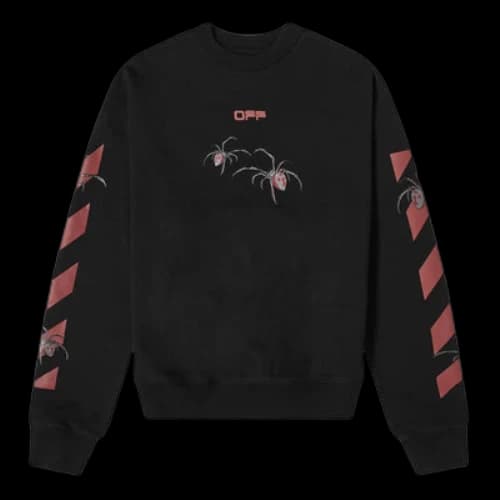 Off-White Logo Spider Printing Round Neck Long Sleeves Black