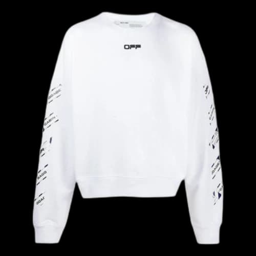 Off-White SS22 Back Arrow Printing Round Neck Long Sleeves Loose Fit White
