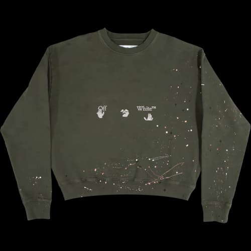 Off-White Vintage Paint Over Crewneck 'Kombu Green'