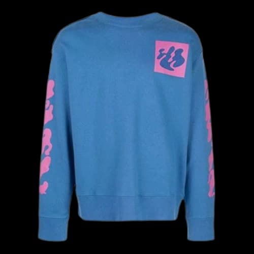 Off-White Back Abstract Pattern Knit Round Neck Blue