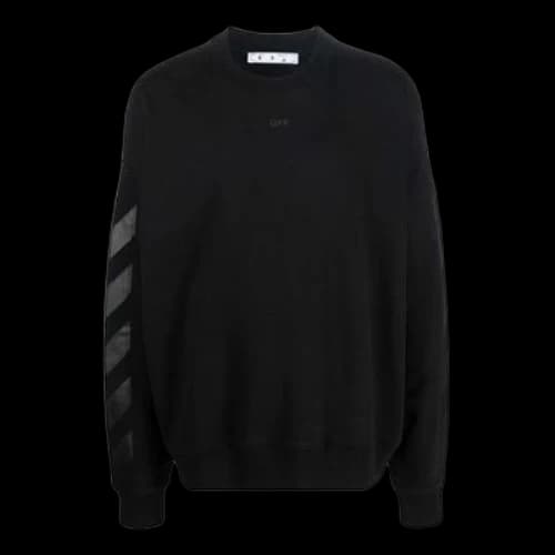 Off-White FW21 Logo Pattern Printing Round Neck Pullover Loose Fit Black
