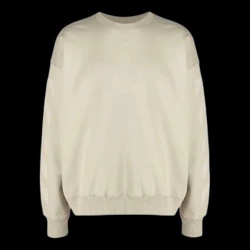 Off-White FW21 Logo Pattern Round Neck Pullover Loose Fit Cream Yellow
