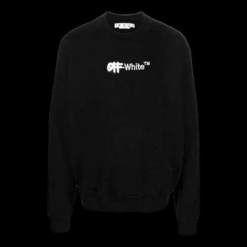 Off-White FW22 Logo Embroidered Round Neck Long Sleeves Black