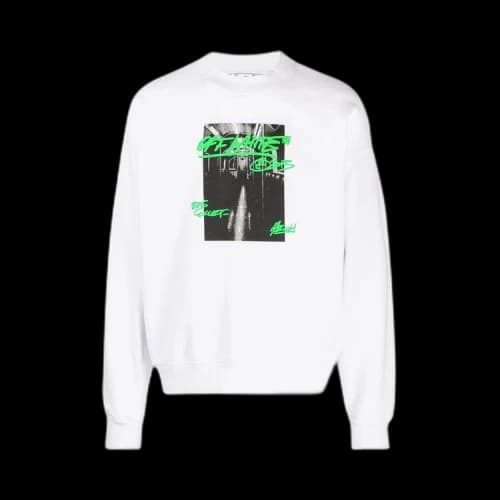 Off-White Metro Type Skate Crewneck 'White/Green'