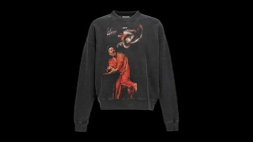 OFF-WHITE St. Matthew Design Skate Fit Washed Sweatshirt Black