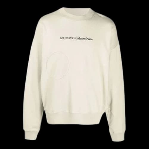 Off-White Logo Embroidered Solid Color Long Sleeves Loose Fit Beige