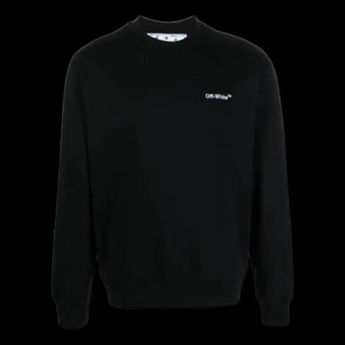 Off-White FW22 Solid Color Logo Printing Round Neck Long Sleeves Version Black