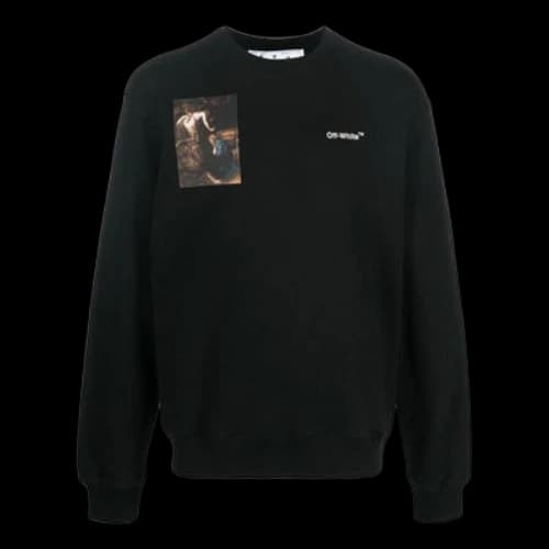 Off-White FW22 Character Printing Round Neck Long Sleeves Loose Fit Black
