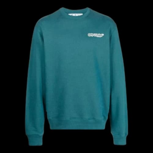 Off-White FW22 Logo Printing Round Neck Long Sleeves Version Lake Blue